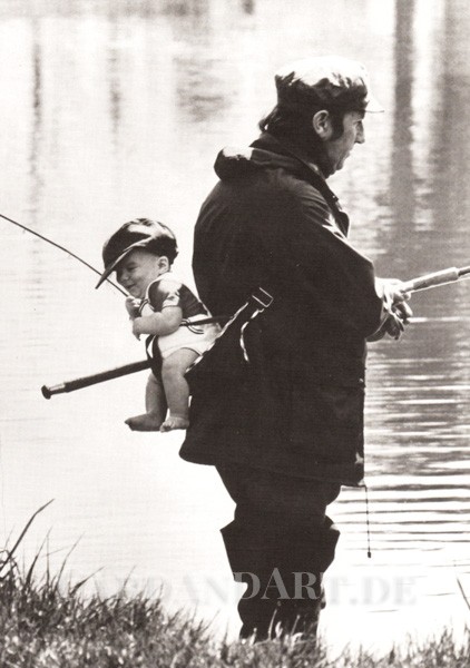 Angler und Sohn - Postkarte