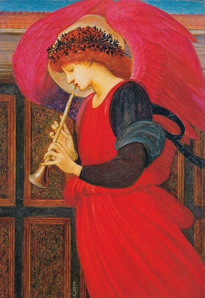 Burne-Jones, Flagolett spielender Engel - Klappkarte