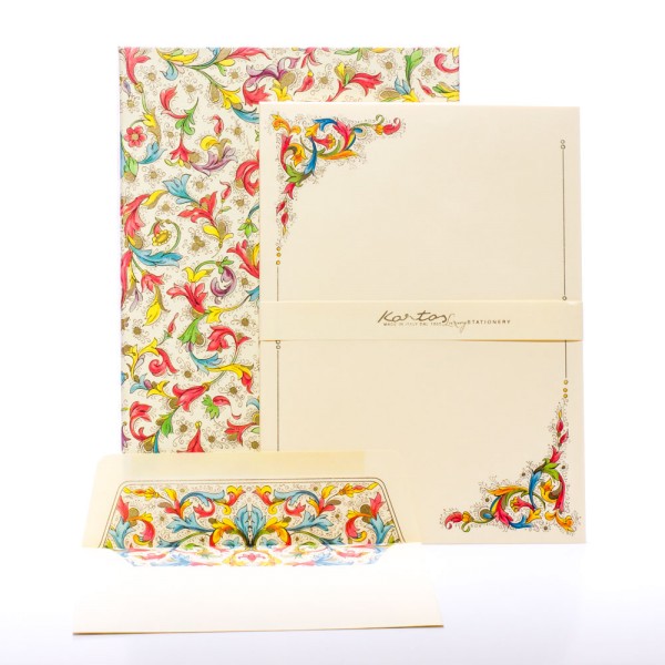 Italienisches Briefpapier " Florentia " mit goldfarbenem Druck