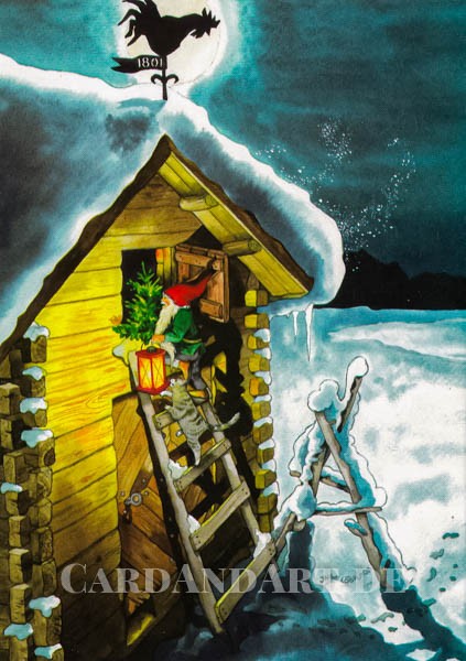 Inge Löök: Wichtel holt den Weihnachtsbaum - Postkarte Nr. 221