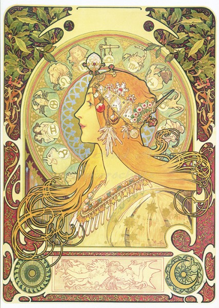 Mucha Alfons: Zodiak - Postkarte