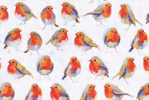 Winter Robins - Geschenkpapier Weihnachten