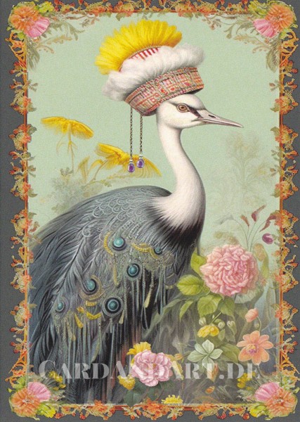 Gwenaelle Trolez - Kranich mit Hut - Postkarte