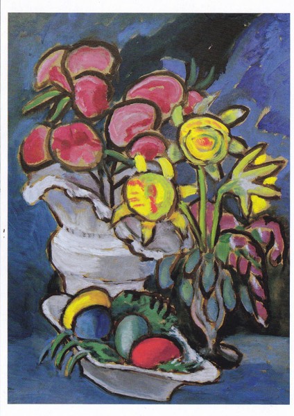 Münter Gabriele, Stillleben mit Blumen und Ostereiern - Postkarte