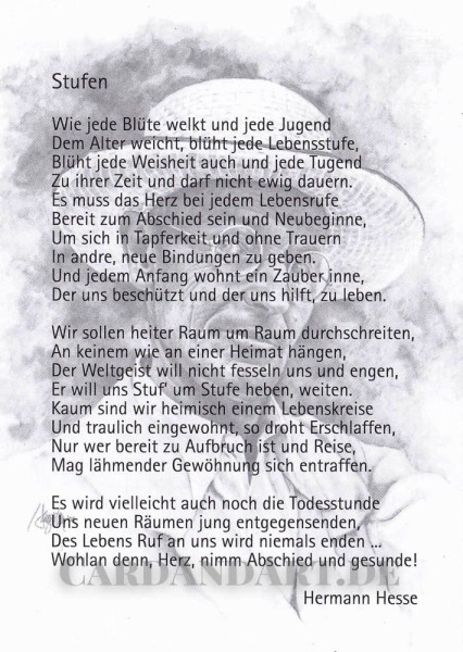 Hermann Hesse - Stufen - Postkarte