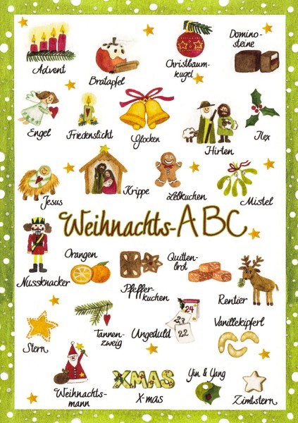 Weihnachts ABC - Postkarte