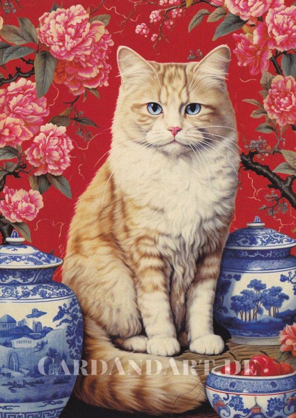 Gwenaelle Trolez - Katze und Päonie - Postkarte