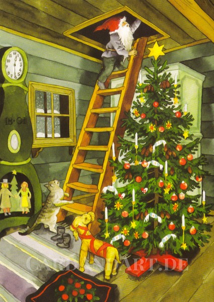 Inge Löök: Wichtel holt die Weihnachtsgeschenke - Postkarte Nr. 220