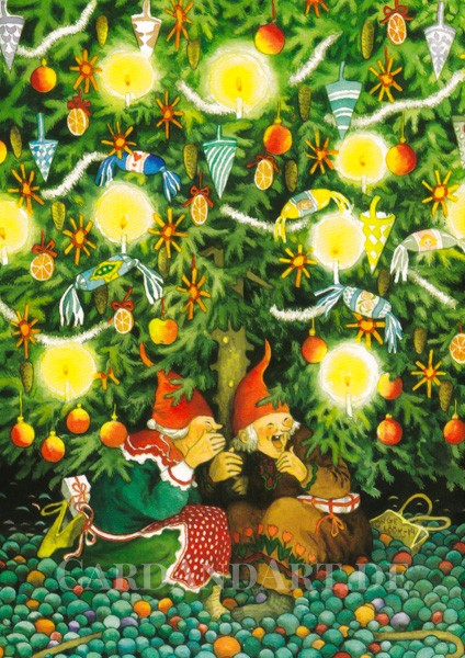 Inge Löök: Wichtelfrauen unterm Tannenbaum - Postkarte Nr. 45