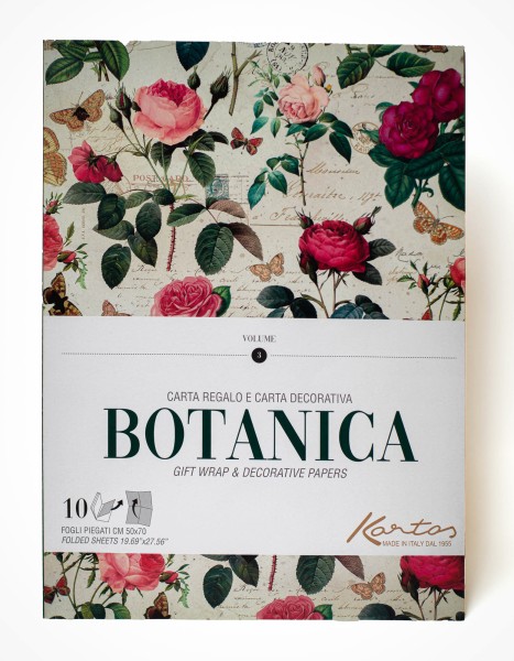 Botanica - Kartos Geschenkpapierbuch mit 10 Bögen Rosen Früchte Blumenmotive