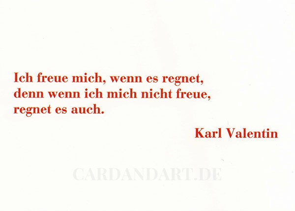 Valentin: Ich freue mich wenn es regnet... - Postkarte