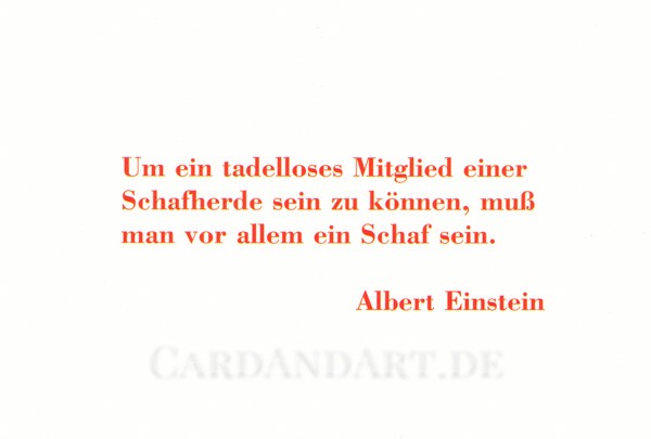 Einstein Albert: Um ein tadelloses Mitglied einer Schafherde ... Postkarte