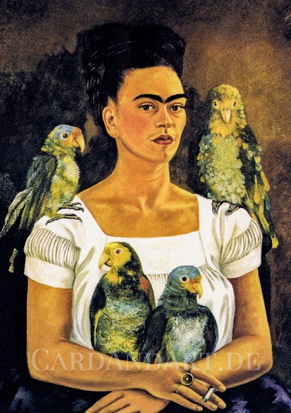 Kahlo, Frida: Ich und meine Papageien - Postkarte