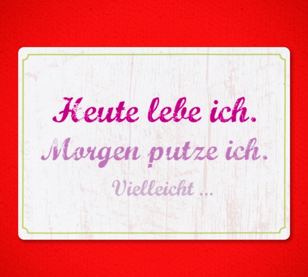 Heute lebe ich, morgen putze ich. - Magnet