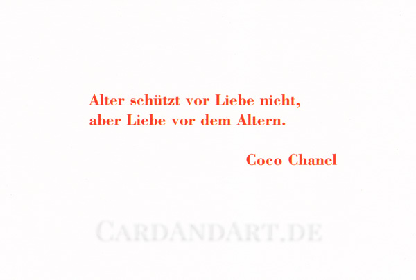 Spruch Von Coco Chanel über Das Alter www.cardandart.de