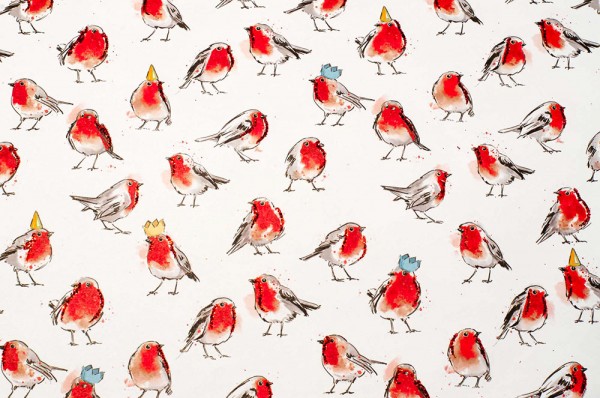 Robins - Geschenkpapier mit Glitzereffekten