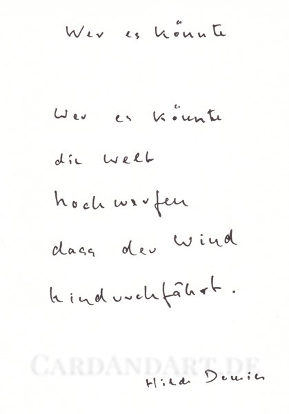 Domin Hilde: Wer es könnte die Welt hochwerfen... - Postkarte