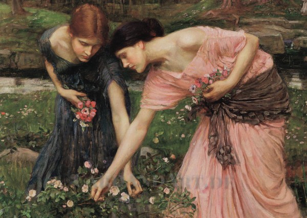 Waterhouse - Pflücke die Rosenknospen solange sie blühen - Postkarte