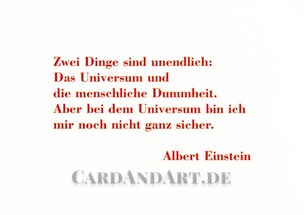 Einstein: Zwei Dinge sind unendlich ... - Postkarte