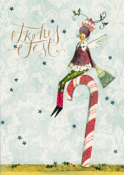 Frohes Fest - Postkarte mit Glitter v. Silke Leffler