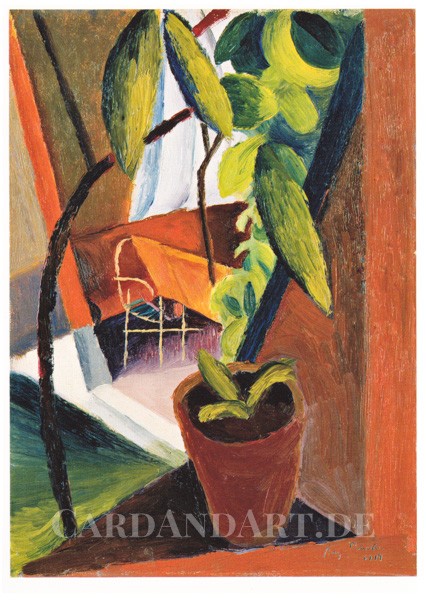 Macke August: Blick ins Gartenhaus - Postkarte