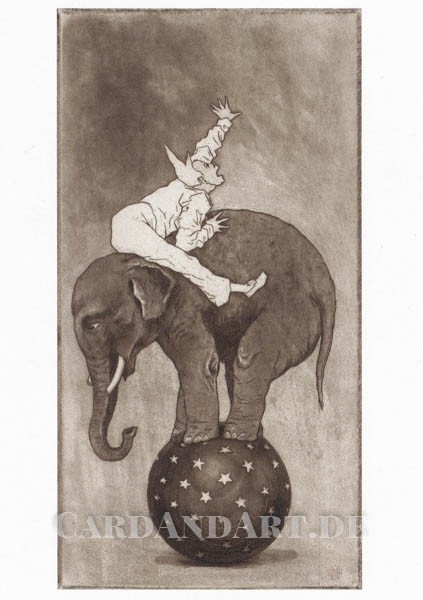 Elephant and Clown - Postkarte