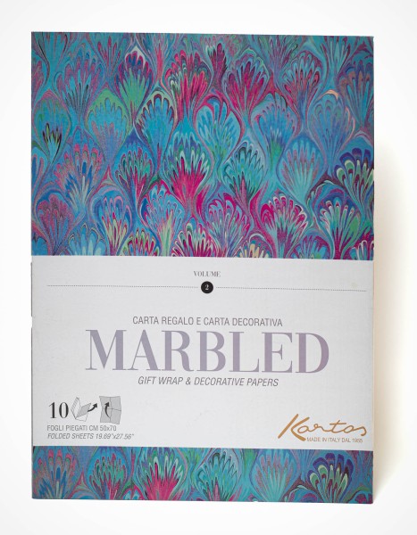 Marbled - Kartos Geschenkpapierbuch mit 10 Bögen Marmormotive