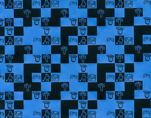 Memory blau - schwarz Geschenkpapier