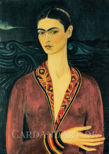 Kahlo, Frida: Selbstporträt mit Samtkleid - Postkarte