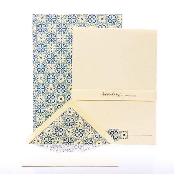 Italienisches Briefpapier " Quadrilobo " mit goldfarbenem Druck