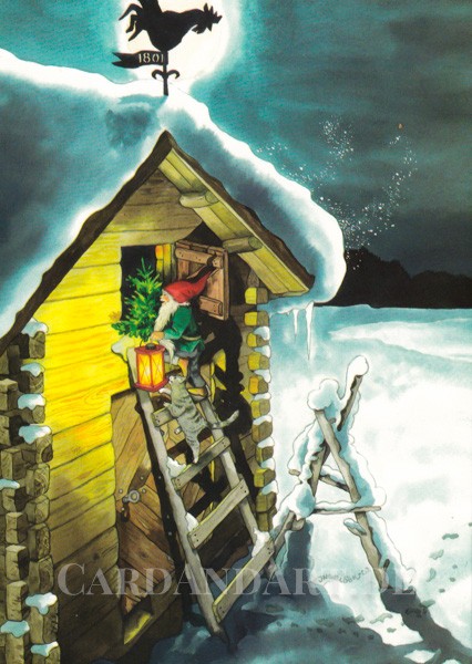 Inge Löök: Wichtel holt den Weihnachtsbaum - Postkarte Nr. 221
